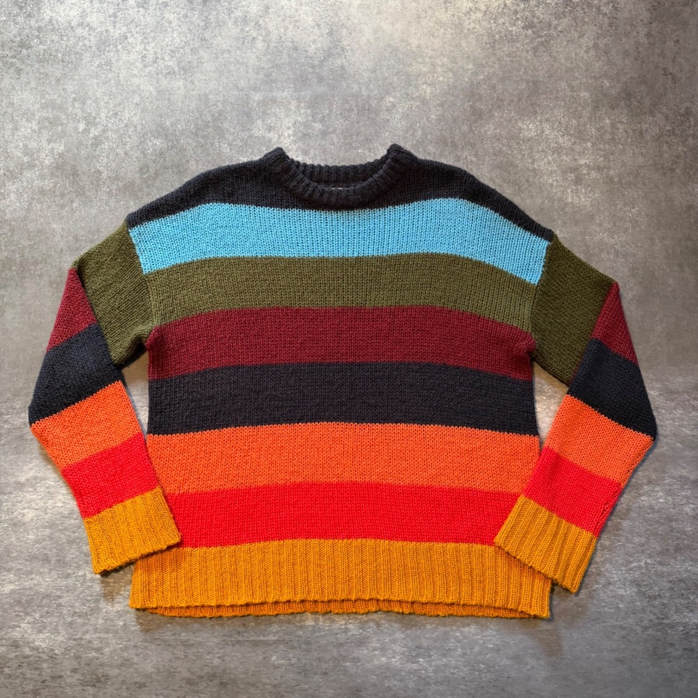 Urban Outfitters Bobby Boyfriend Rainbow Striped Knit Sweater Crewneck Medium